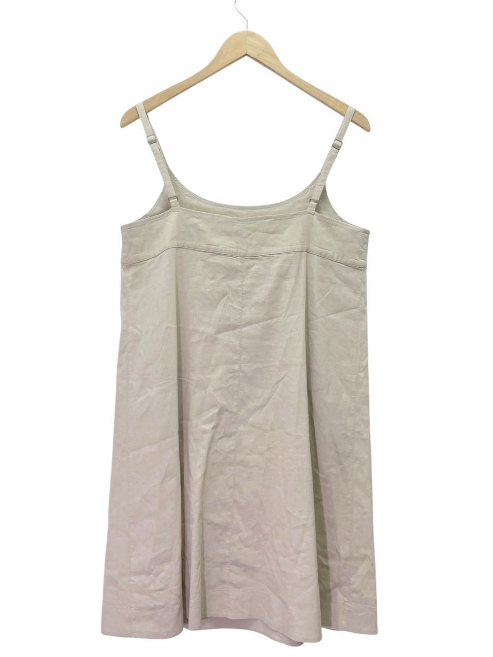 Eileen Fisher Linen Blend Jumper Dress Sz Medium Beige Sleeveless Midi Empire - Picture 3 of 10
